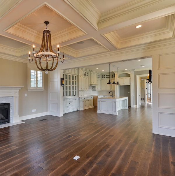 Artisan Signature Homes coffered ceiling and wainscoating
